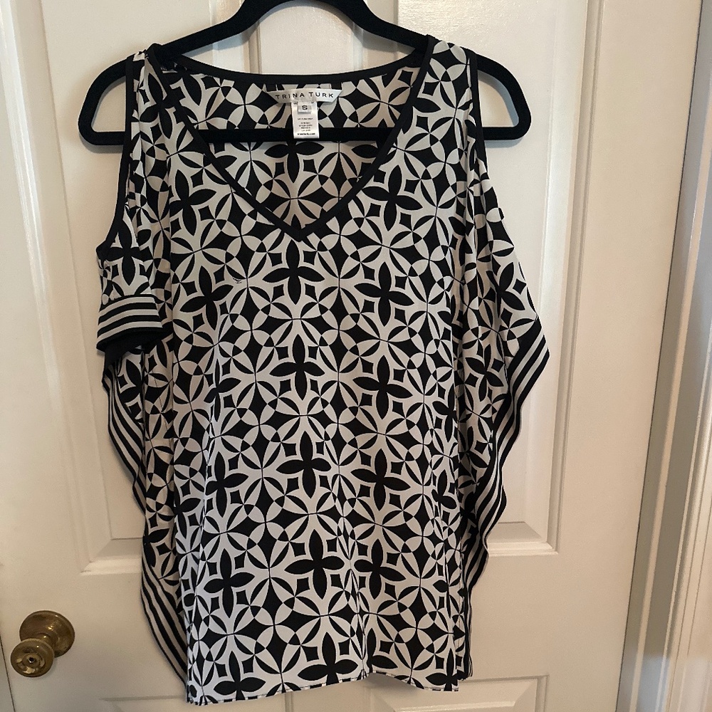 Trina Turk Peek a Boo Shoulder Blouse